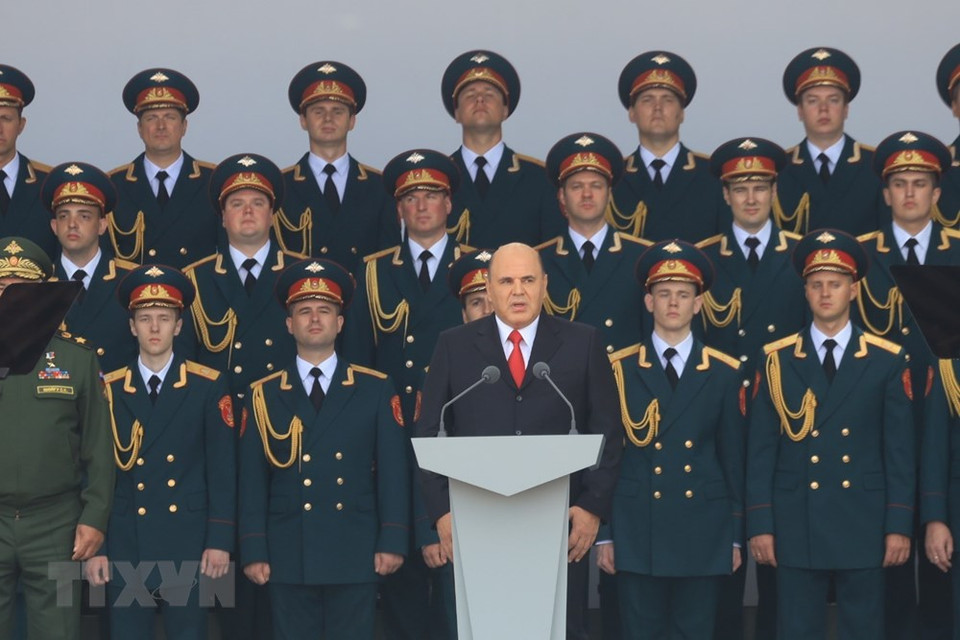 俄罗斯总理米舒斯京在开幕式上发表讲话。图自 越通社