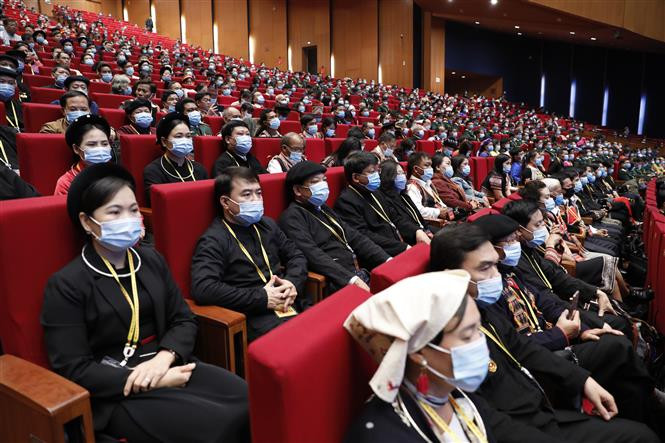 代表全国1420万名少数民族同胞的近1600名代表出席大会。图自越通社