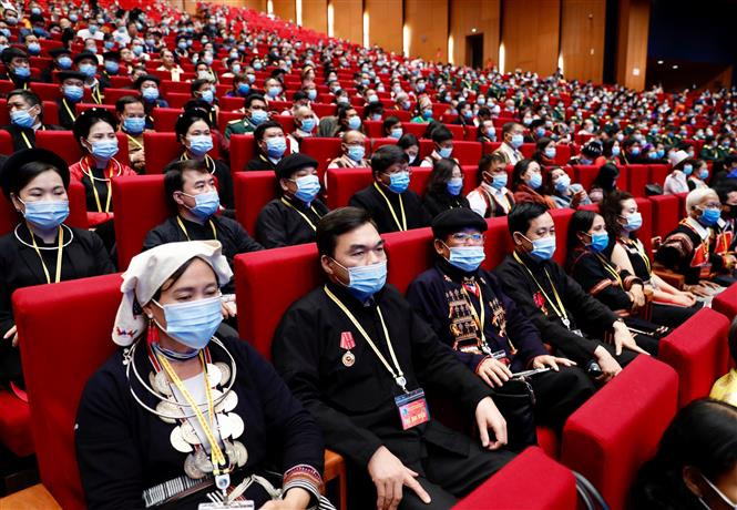 代表全国1420万名少数民族同胞的近1600名代表出席大会。图自越通社
