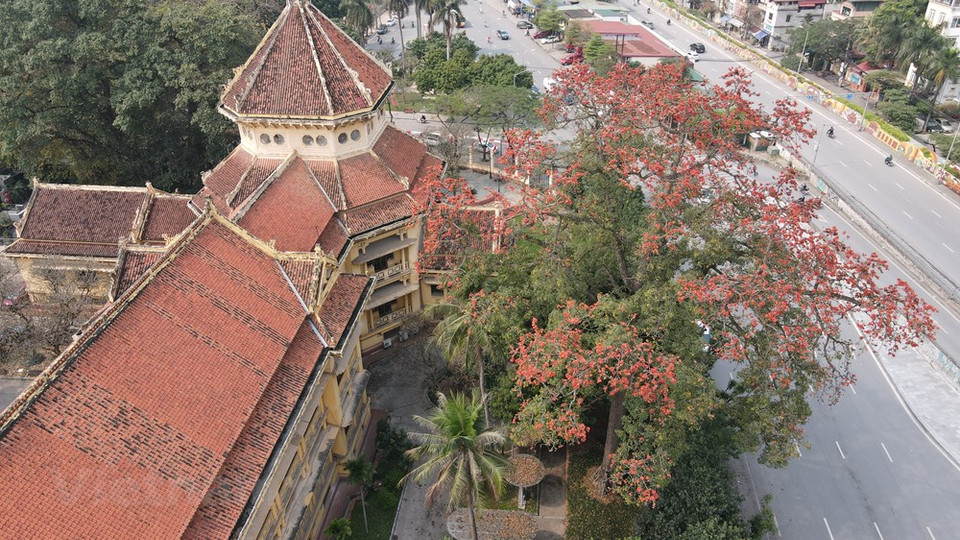 博物馆馆舍于1926年动工，1932年开馆，由法国建筑师欧内斯特•埃布拉德设计，原为法国殖民时期的法国远东学院路易斯•菲诺博物馆，展出东方艺术品。馆舍揉合了法国殖民建筑和传统越南建筑的特色，具有印度支那建筑的风格。越南民主共和国政府在1958年接管这座博物馆，并把展览主题改为国家历史。越南国家历史博物馆在1958年9月3日正式向公众开放，突出展示了从史前时期（30至40万年前）开始，至1945年八月革命，越南民主共和国成立为止的越南历史。图自Vietnam+