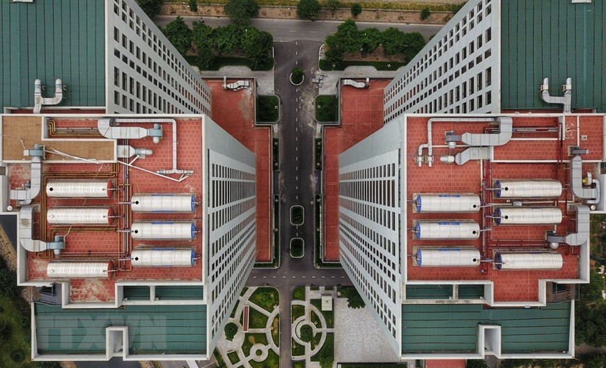 规模2万多平方米、拥有齐全基础设施的黄梅郡X2大金安置区项目将用来建立隔离区和野战医院。图自越通社