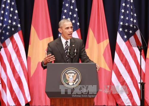  奥巴马总统对越南青年人发表重要演讲。