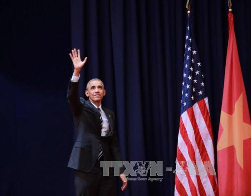 奥巴马总统对越南青年人发表重要演讲。