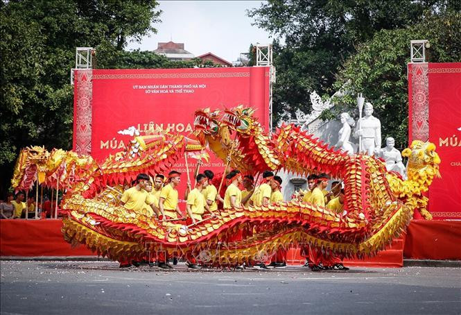 各郡县龙舞表演队的节目。图自越通社