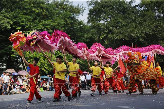 各郡县龙舞表演队的节目。图自越通社