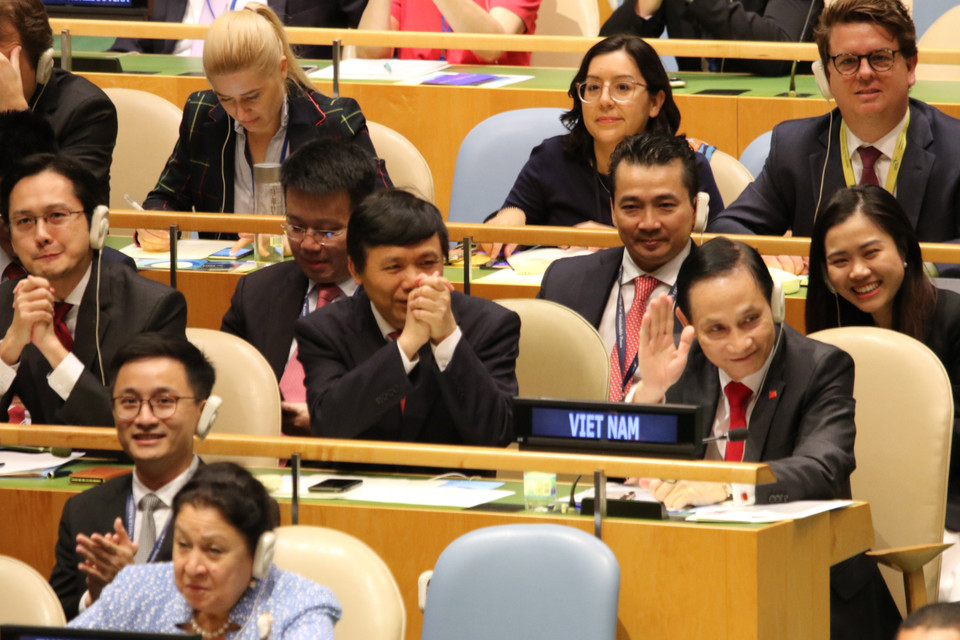  越南获得192票，当选2020年和2021年安理会非常任理事国。越通社驻美国记者 摄