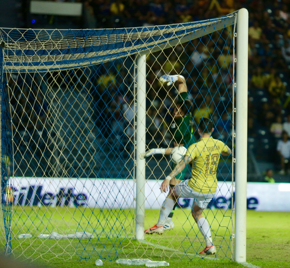 越南队进球的精彩瞬间。越通社记者摄 阮明进