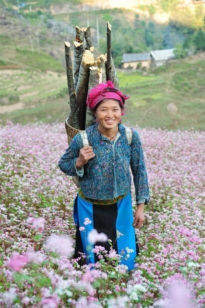 同文岩石高原妇女的笑容。图自越通社