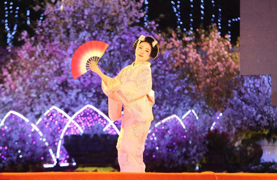 2019年河内日本樱花节开幕式。图自越通社