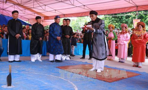  海防市建瑞县政府和当地人民2016年2月21日（农历正月十四日）在建瑞县顺天乡和柳村、柳村寺庙遗迹群举行明誓庙会。（图片来源：越通社）