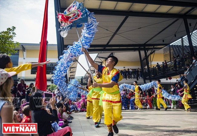 春节，学校举行舞龙舞狮及带有越南文化特色的其他民间游戏。图/资料