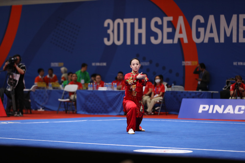 陈氏明玄在女子太极拳比赛中以9.53分夺得铜牌。越通社记者 黄玲 摄