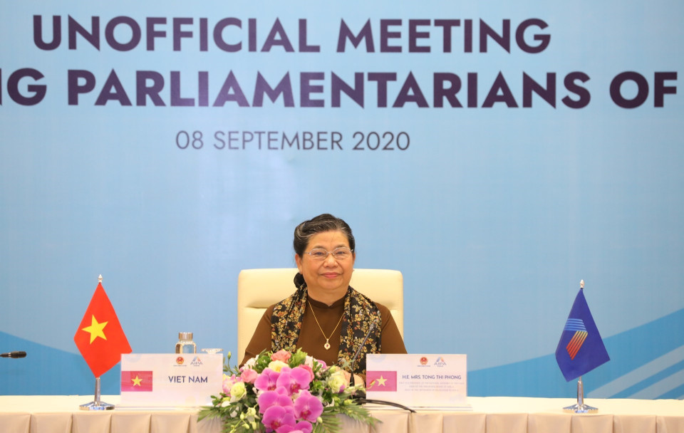 越南国会常务副主席、AIPA 41组委会主任丛氏放主持题为“AIPA年轻议员在东盟共同体建成进程中的参与”的AIPA年轻议员非正式会议。图自越通社