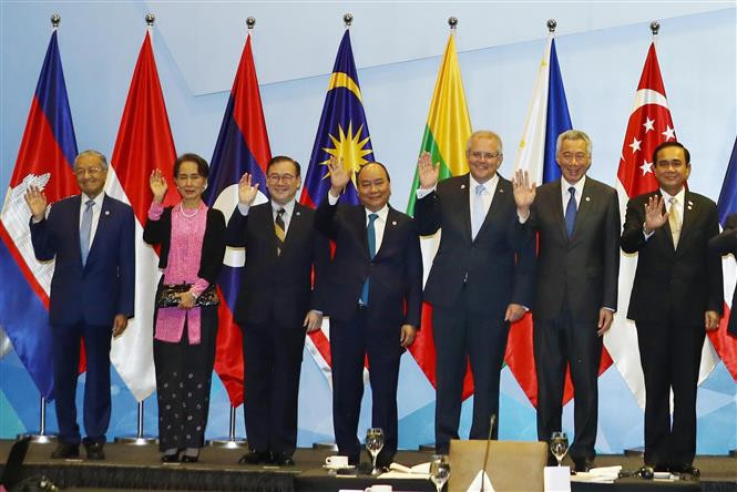  阮春福出席东盟-澳大利亚代表团团长非正式早餐会。越通社记者统一 摄