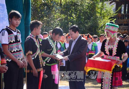 组委会向参加文化节队伍颁发奖项。（图片来源：越通社）