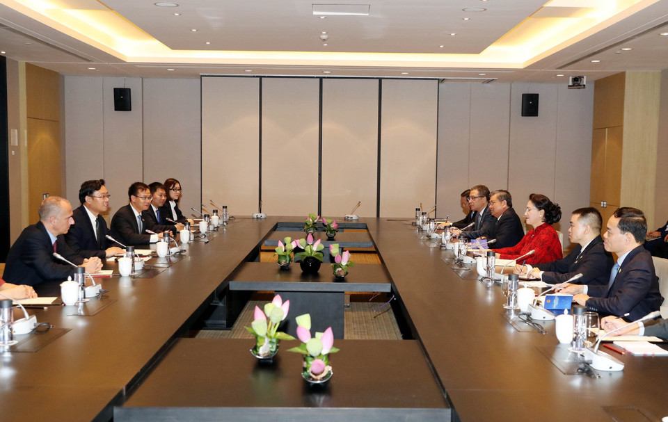 越南国会主席阮氏金银会见中国天楹集团领导。越通社记者 仲德 摄