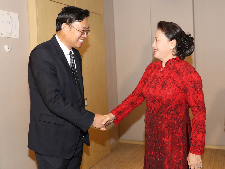 越南国会主席阮氏金银会见中国天楹集团领导。越通社记者 仲德 摄