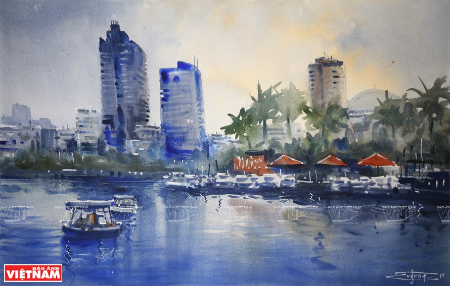 普洛特尼科夫•叶夫格拉夫•叶夫根尼耶维奇和沙吉夫丽塔两名画家的绘画作品。图自越通社/《越南画报》