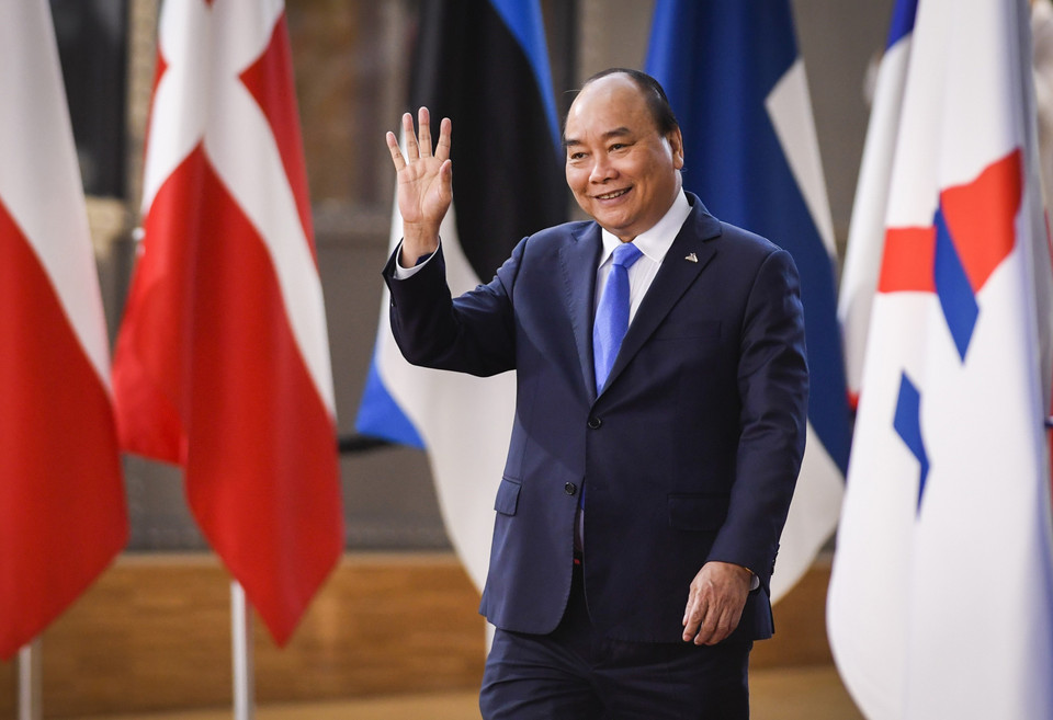 越南政府总理阮春福出席第十二届亚欧首脑会议。越通社记者 统一 摄