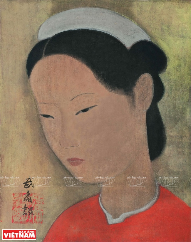 武高谭的《少女肖像》绢画（1933年）。图自越通社