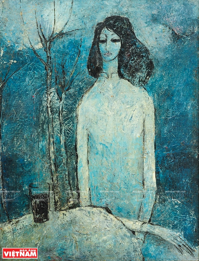 丁强的《香江黄昏》（粗布油画，1937年）。图自越通社