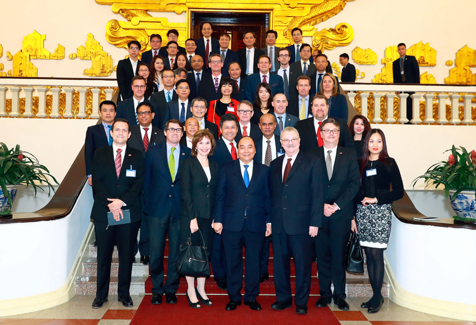 阮春福总理​会见美国东盟商业理事会代表团(图片来源：越通社)