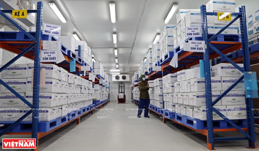 越南一号疫苗与生物制品有限责任公司的疫苗冷藏箱。