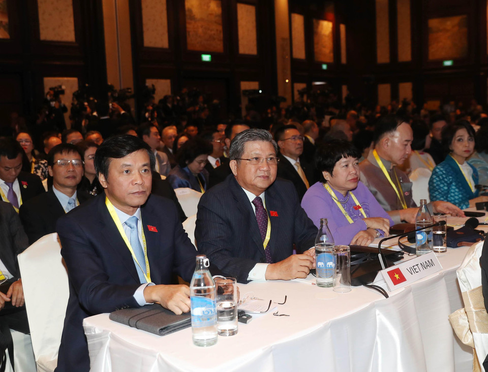 越南代表团出席第40届东盟议会联盟大会开幕式。图自越通社