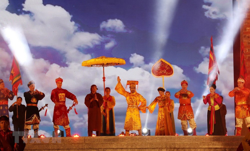 再现立国时期祭天仪式。越通社记者 宁德芳 摄