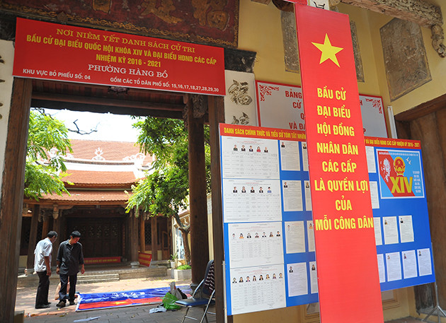 河内市中心的一个投票处。（图片来源：人民报）