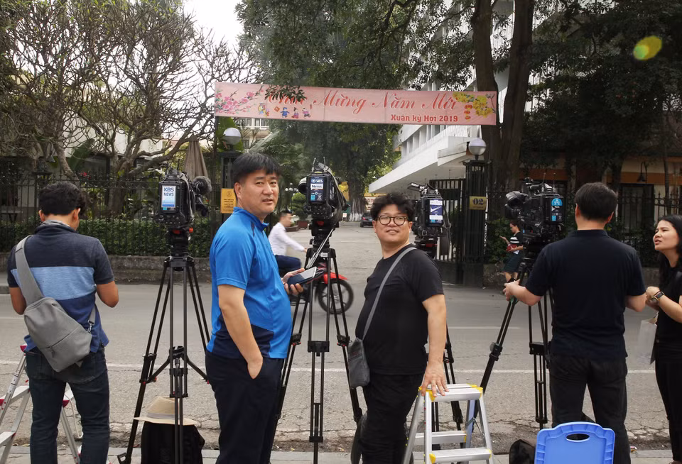诸多国际记者聚集在越南，为报道美朝领导人会晤相关新闻做准备。图自越通社