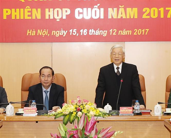 越共中央总书记、中央军委书记阮富仲在会上致开幕辞。（图片来源：越通社）