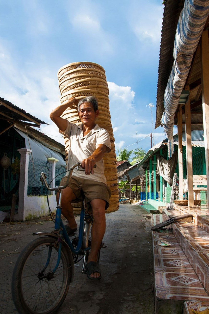 竹篮是芹苴市日常生活中不可缺少的工具。图自Vietnam+