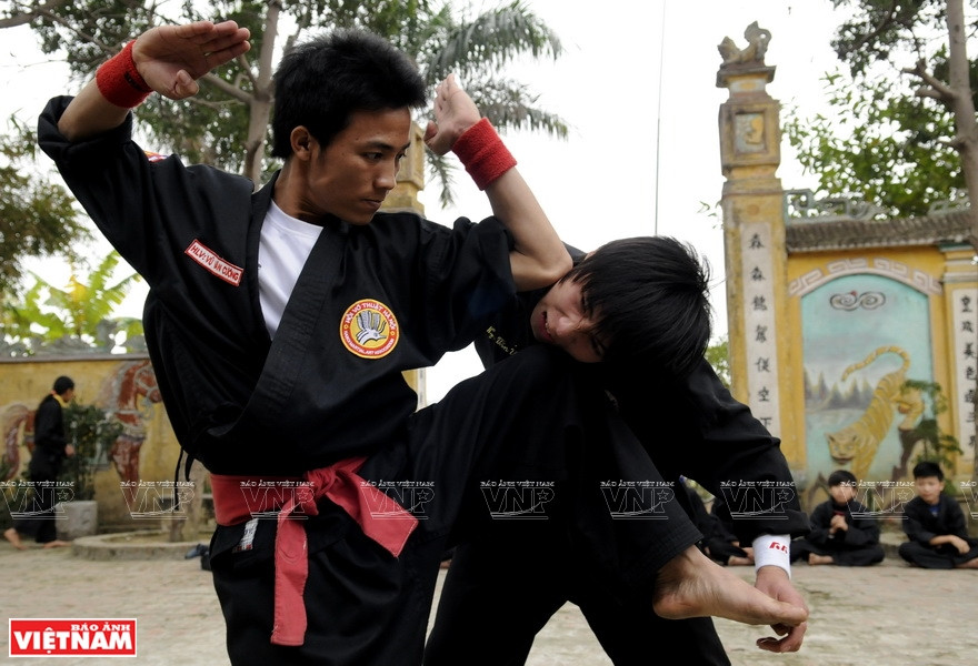 肘法和膝法是越南传统武术的特长。越通社记者 清江 摄