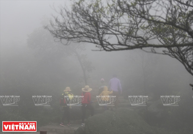 游客登上西安子山峰。 图自越通社