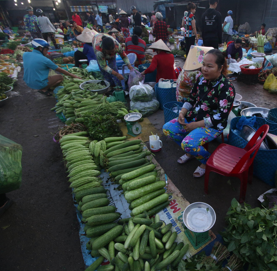后江省味青市场上销售的汛期“产物”。越通社记者 维姜 摄