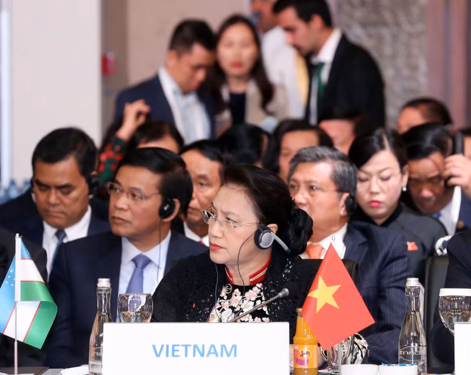 越南国会主席阮氏金银出席第三届欧亚国家议长会议。越通社记者 仲德 摄
