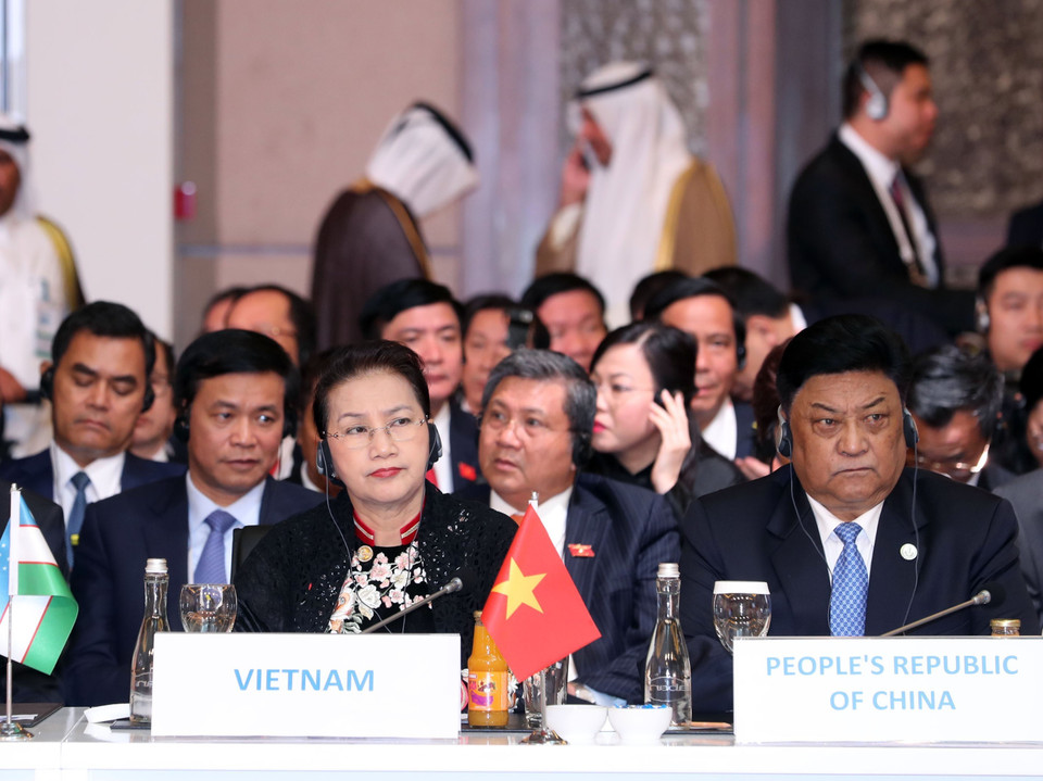 越南国会主席阮氏金银出席第三届欧亚国家议长会议。越通社记者 仲德 摄