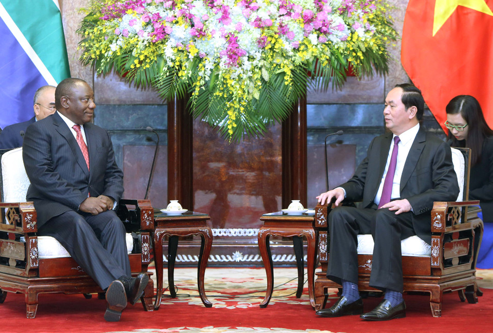 越南国家主席陈大光会见南非副总统 西里尔·拉马福萨。（图片来源：越通社）