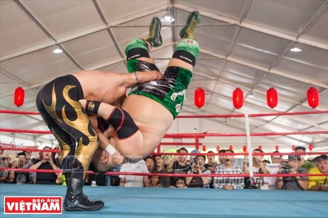 日本传统摔跤表演。 越南画报记者 山义 摄