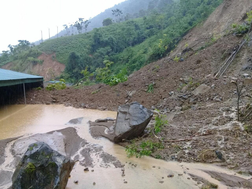 清化省多地出现土质疏松导致山体滑坡和泥石流滑坡。图自越通社
