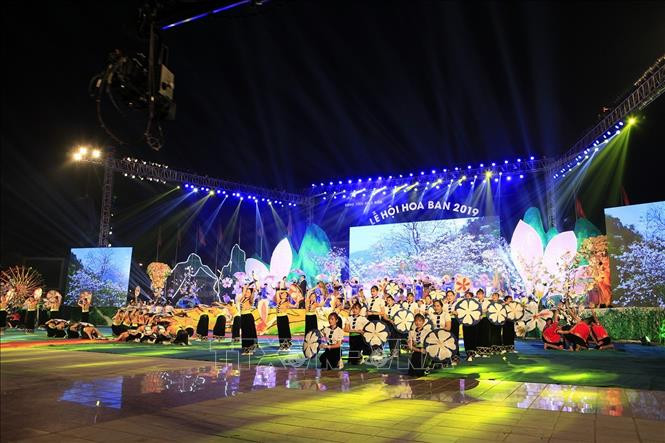 2019年奠边省羊蹄甲花节开幕式场景。图自越通社