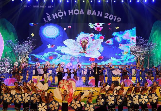 2019年奠边省羊蹄甲花节开幕式场景。图自越通社