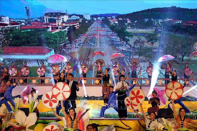 2019年奠边省羊蹄甲花节开幕式场景。图自越通社