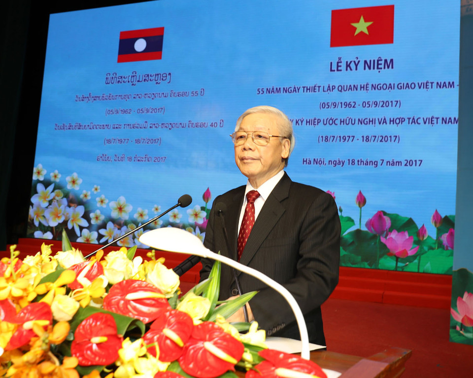 越共中央总书记阮富仲在庆祝典礼上致辞。越通社记者 智勇 摄