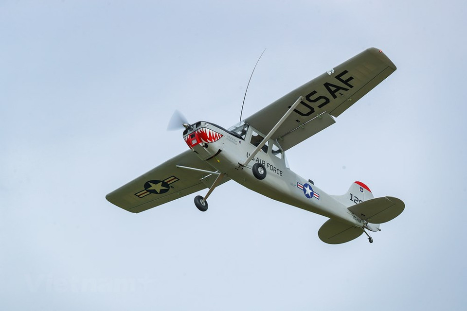 模型飞机在空中翻转和发出迷人的声音，吸引所有观众的眼球。（图自Vietnam+）