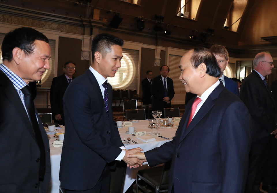 越南政府总理阮春福会见澳大利亚企业领导代表。越通社记者 统一 摄