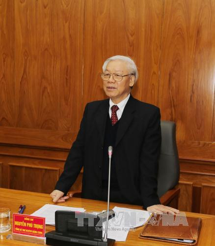 越共中央总书记、中央军委书记阮富仲​​发表讲话（图片来源：越通社） ​ 