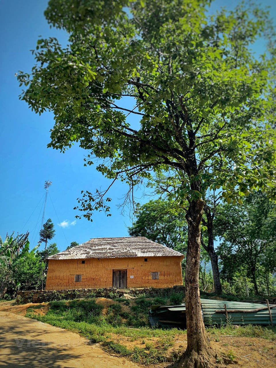 森林里的夯土墙房屋就如童话故事里的小住宅。Vietnamplus记者春梅 摄