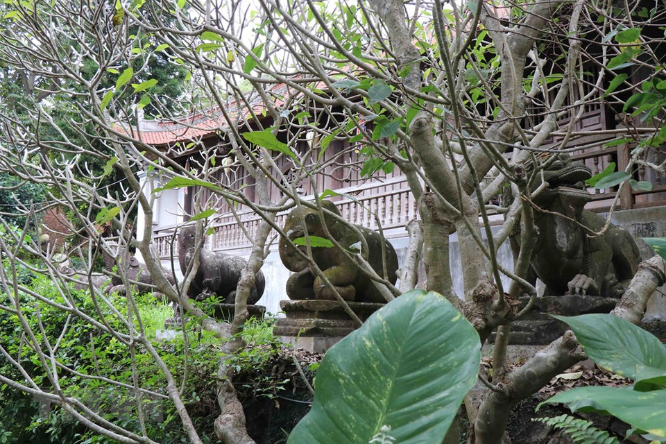 寺里这一排灵兽雕像于2017年被公认为国家宝物。越通社记者 清仓 摄